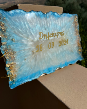 Χειροποίητο Βιβλίο Ευχών Βάπτισης από Υγρό Γυαλί Σχέδιο 1