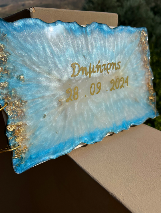 Χειροποίητο Βιβλίο Ευχών Βάπτισης από Υγρό Γυαλί Σχέδιο 1