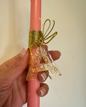 Χειροποίητη Αρωματική Λαμπάδα Pink with Hearts